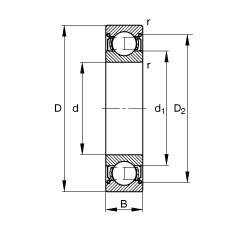 S 61807-2Z,  DIN 625-1 ˜ʵҪߴ, ɂg϶ܷ